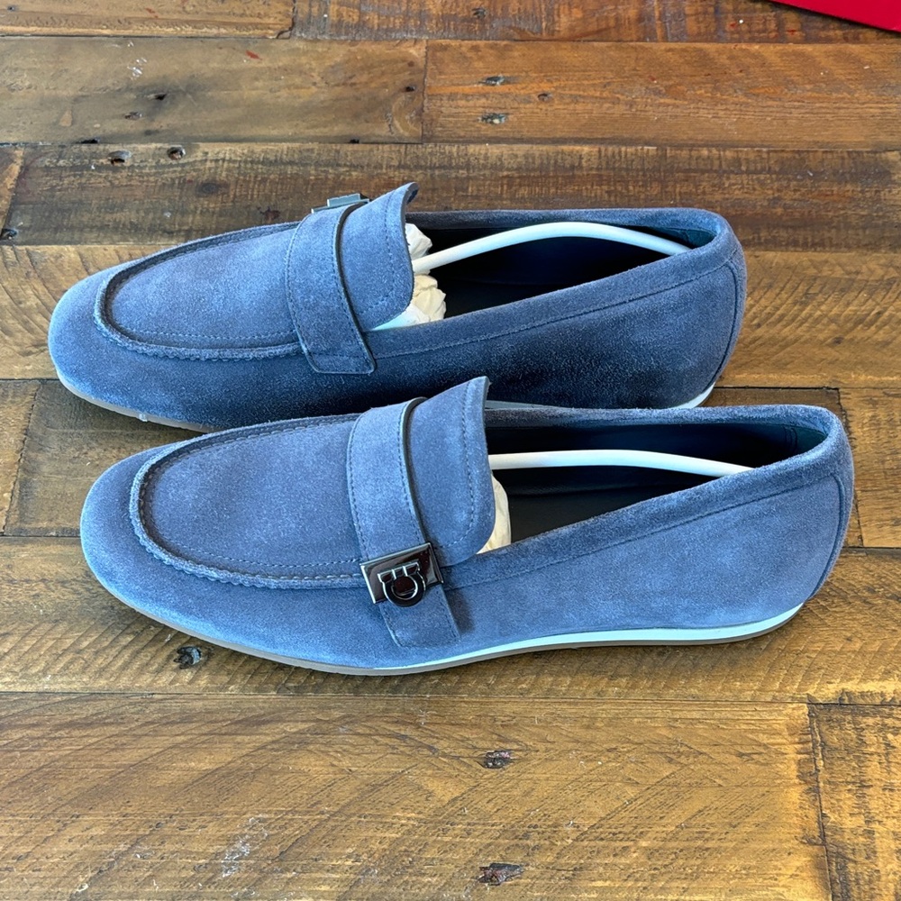 Salvatore Ferragamo Men's Suede Loafers in Gray - Picture 3 of 7